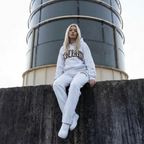 Women's leopard print hoodie and jogger set with hood and matching trousers