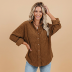 Women's corduroy overshirt with long sleeves and chest pocket