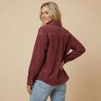 Women's corduroy overshirt with long sleeves and chest pocket