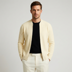 Men's ribbed knit cardigan with full front zipper