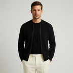 Men's ribbed knit cardigan with full front zipper