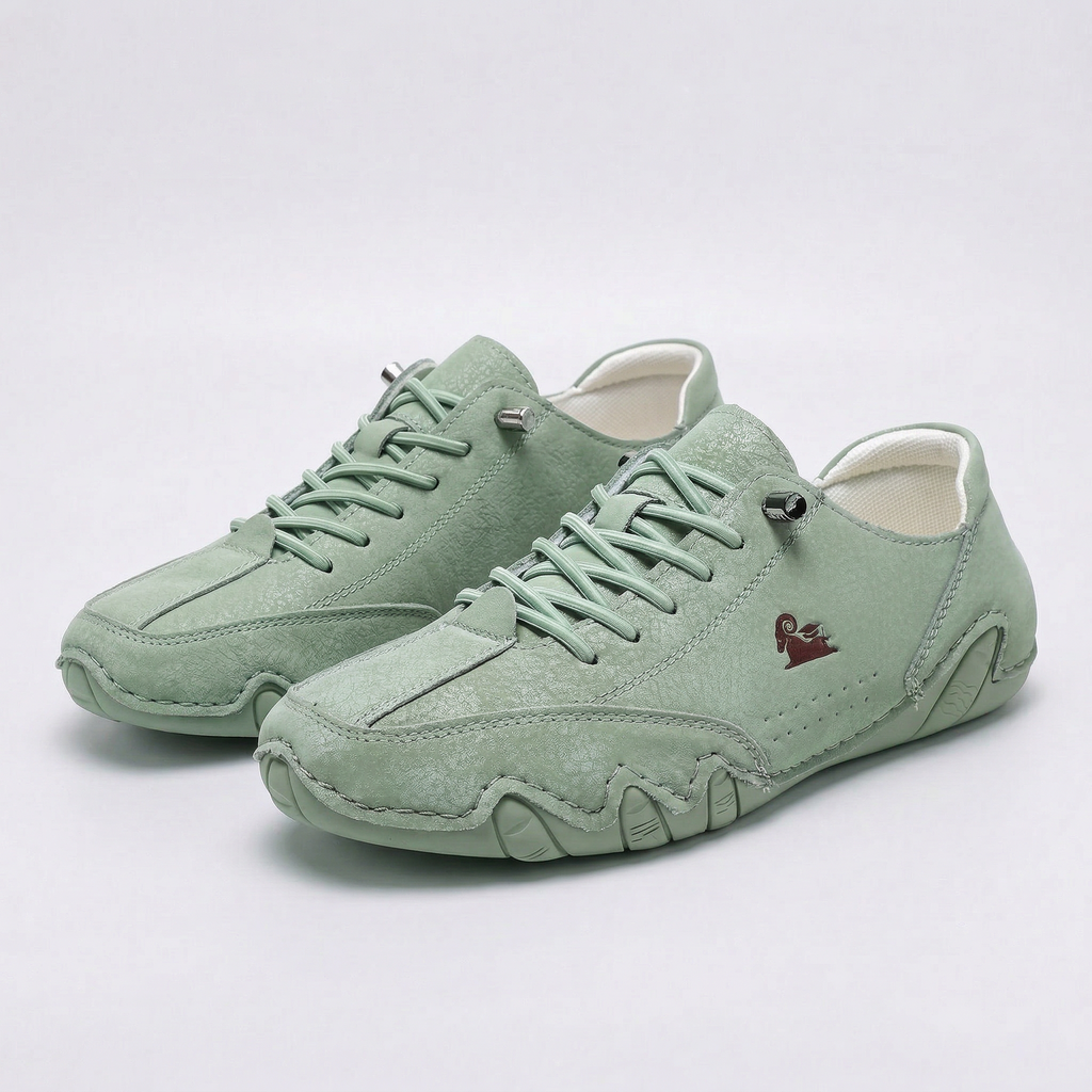 Women's casual lace-up sneakers with rounded toes