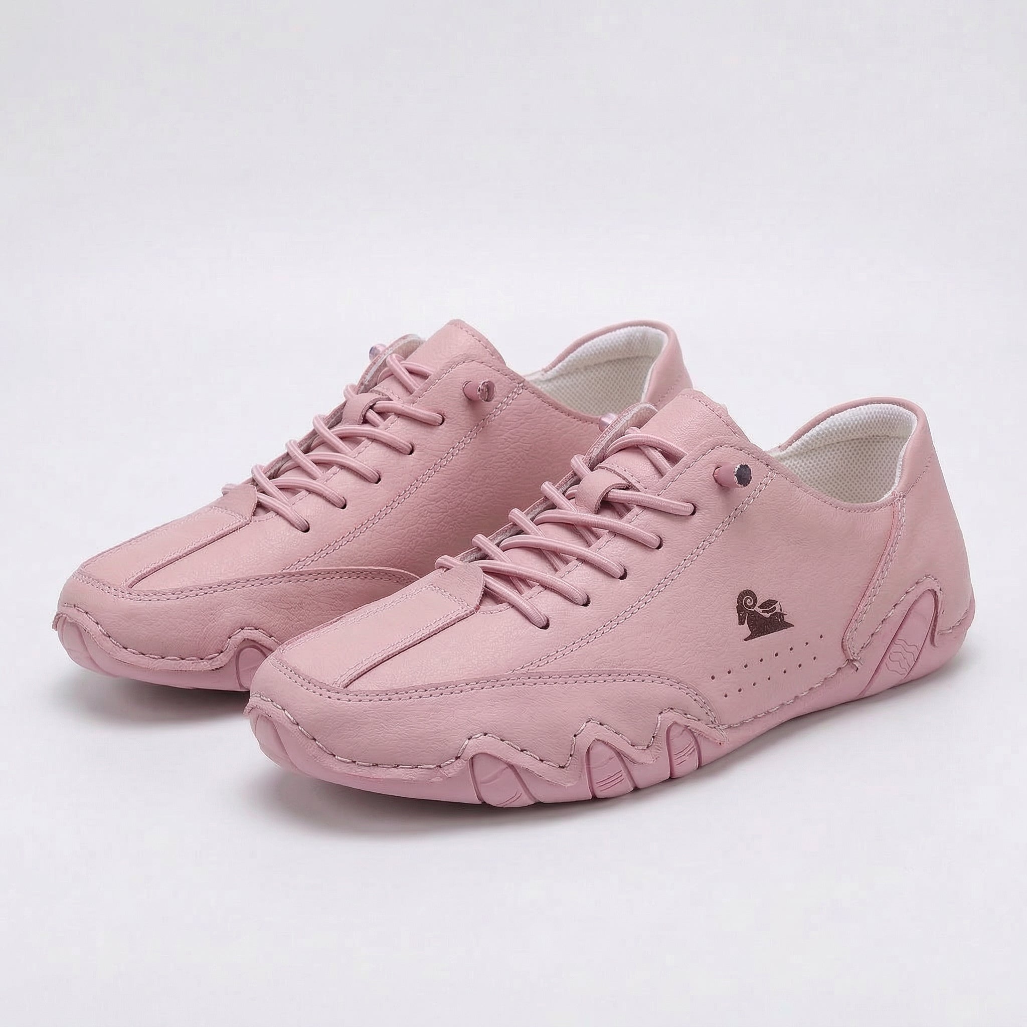 Women's casual lace-up sneakers with rounded toes