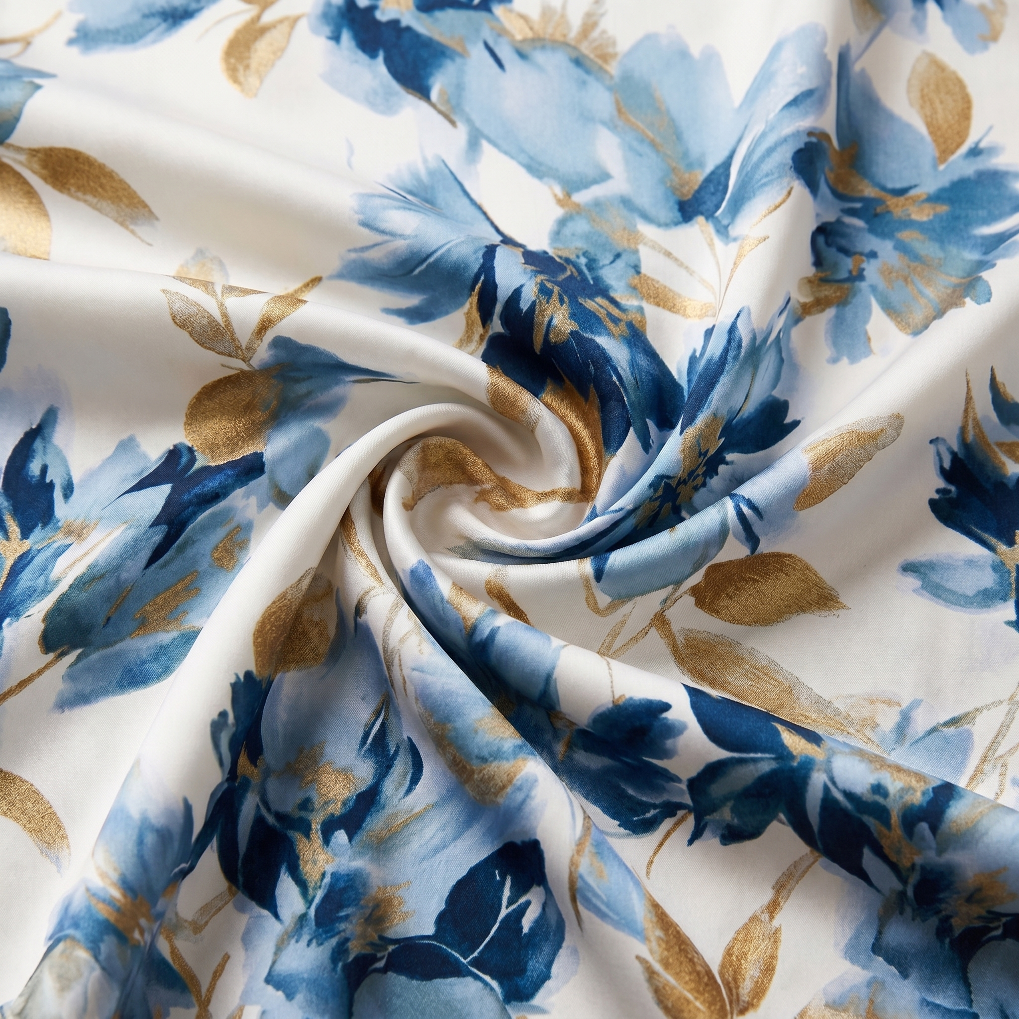 Women's blue floral wrap midi dress with V-neck and short sleeves