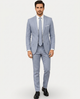 Men's slim fit two-button suit with notched lapels and matching trousers