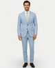 Men's slim fit two-button suit with notched lapels and matching trousers