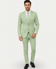 Men's slim fit two-button suit with notched lapels and matching trousers
