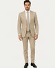 Men's slim fit two-button suit with notched lapels and matching trousers