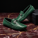 Textured loafer with metal buckle and moc toe