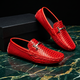 Textured loafer with metal buckle and moc toe
