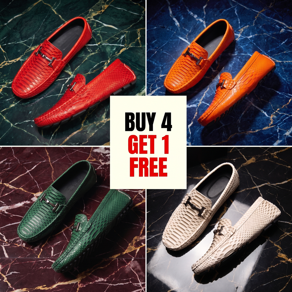 Textured loafer with metal buckle and moc toe