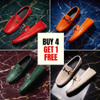 Textured loafer with metal buckle and moc toe