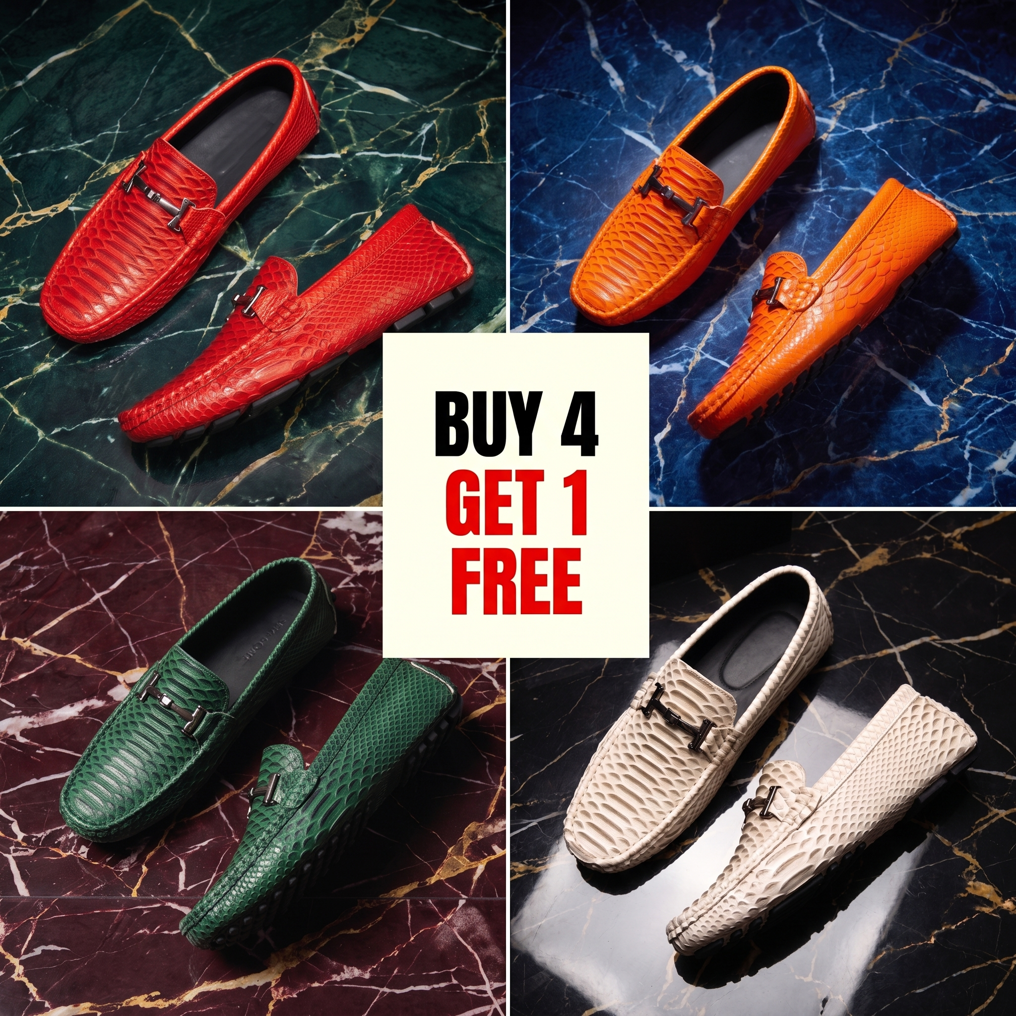 Textured loafer with metal buckle and moc toe