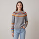 Women's grey Fair Isle boat neck sweater with long sleeves