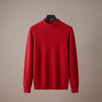 Men's plain mock neck sweater with long sleeves and ribbed trims