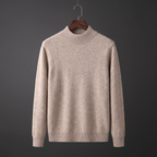 Men's plain mock neck sweater with long sleeves and ribbed trims