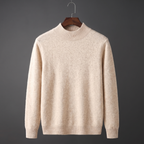 Men's plain mock neck sweater with long sleeves and ribbed trims