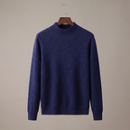 Men's plain mock neck sweater with long sleeves and ribbed trims