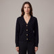 Women's V-neck cardigan with long sleeves and gold heart buttons