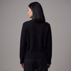 Women's V-neck cardigan with long sleeves and gold heart buttons