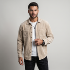 Men's corduroy overshirt jacket with two chest pockets