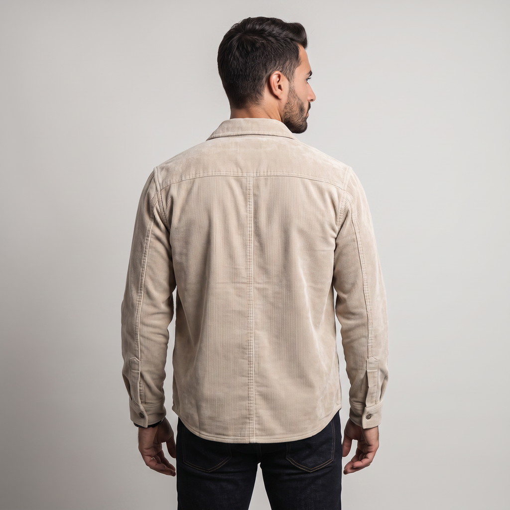 Men's corduroy overshirt jacket with two chest pockets