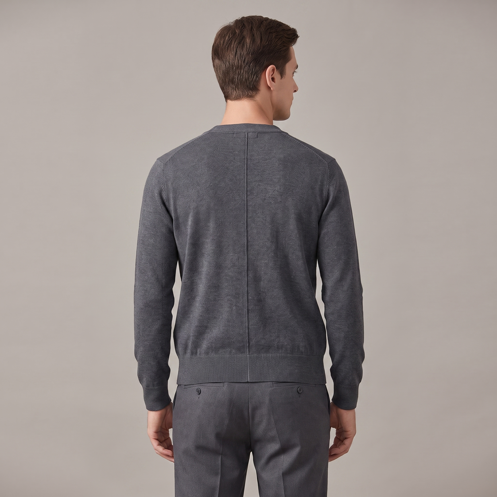 Men's slim fit V-neck button cardigan with long sleeves and ribbed trims