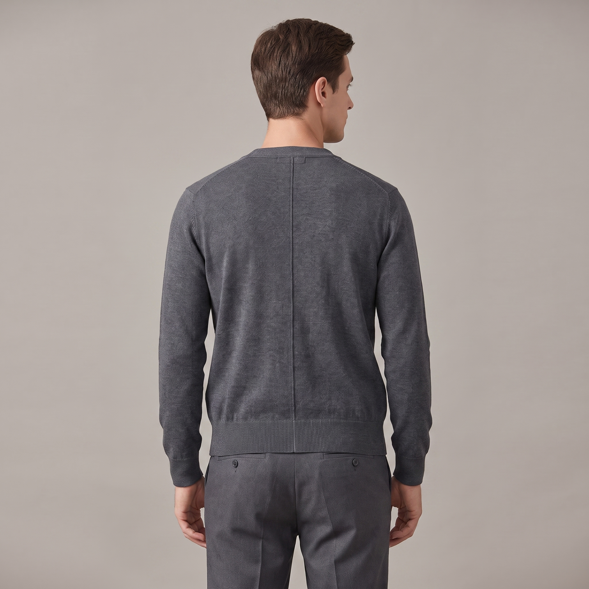 Men's slim fit V-neck button cardigan with long sleeves and ribbed trims