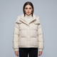 Women's quilted cropped puffer jacket with high collar and long sleeves