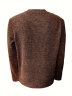 Men's ribbed crew neck jumper with long sleeves and textured knit finish