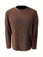 Men's ribbed crew neck jumper with long sleeves and textured knit finish