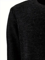 Men's ribbed crew neck jumper with long sleeves and textured knit finish