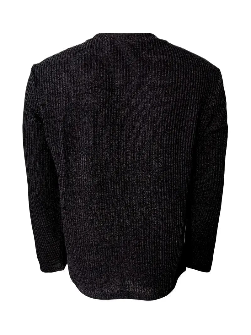 Men's ribbed crew neck jumper with long sleeves and textured knit finish