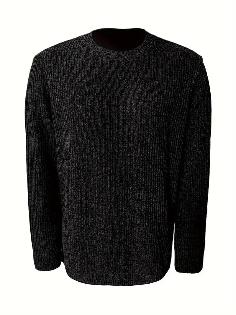 Men's ribbed crew neck jumper with long sleeves and textured knit finish