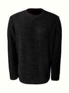 Men's ribbed crew neck jumper with long sleeves and textured knit finish