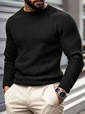 Men's ribbed crew neck jumper with long sleeves and textured knit finish