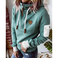 Women's hooded half-zip sweatshirt with long sleeves and utility sleeve pocket