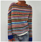 Women's grey Fair Isle boat neck sweater with long sleeves
