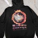 Black unisex hoodie with NBA JAM flame basketball back graphic