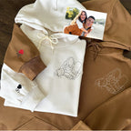 Cream women's sweatshirt with family graphic artwork