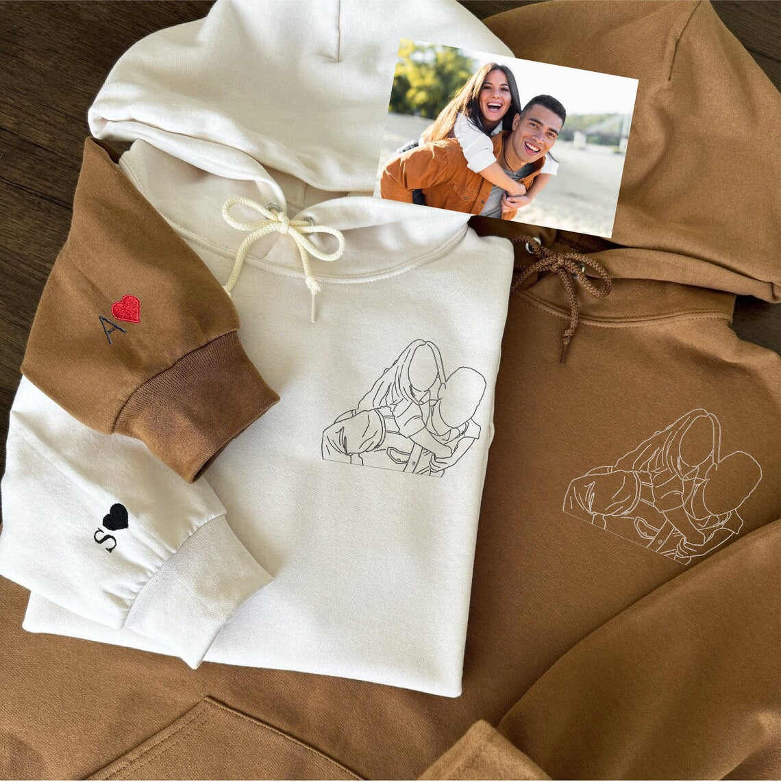 Cream women's sweatshirt with family graphic artwork