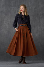 Women's brown high-waisted button front maxi skirt