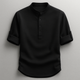 Men's textured Henley shirt with mandarin collar and button placket