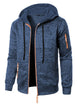 Men's hooded jacquard knit cardigan with full zip and zipped pockets