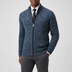 Men's stand collar cardigan sweater with zip front and side pockets