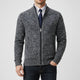 Men's stand collar cardigan sweater with zip front and side pockets