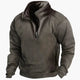 Men's plain fleece pullover sweater with high collar and quarter-zip fastening