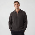 Men's ribbed collared sweater with half-zip fastening and long sleeves