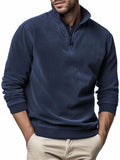 Men's half-zip mock neck sweatshirt with long sleeves and ribbed trims