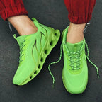Men's lace-up running trainers with sculpted soles